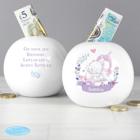 Personalised Tiny Tatty Teddy Unicorn Money Box Extra Image 1